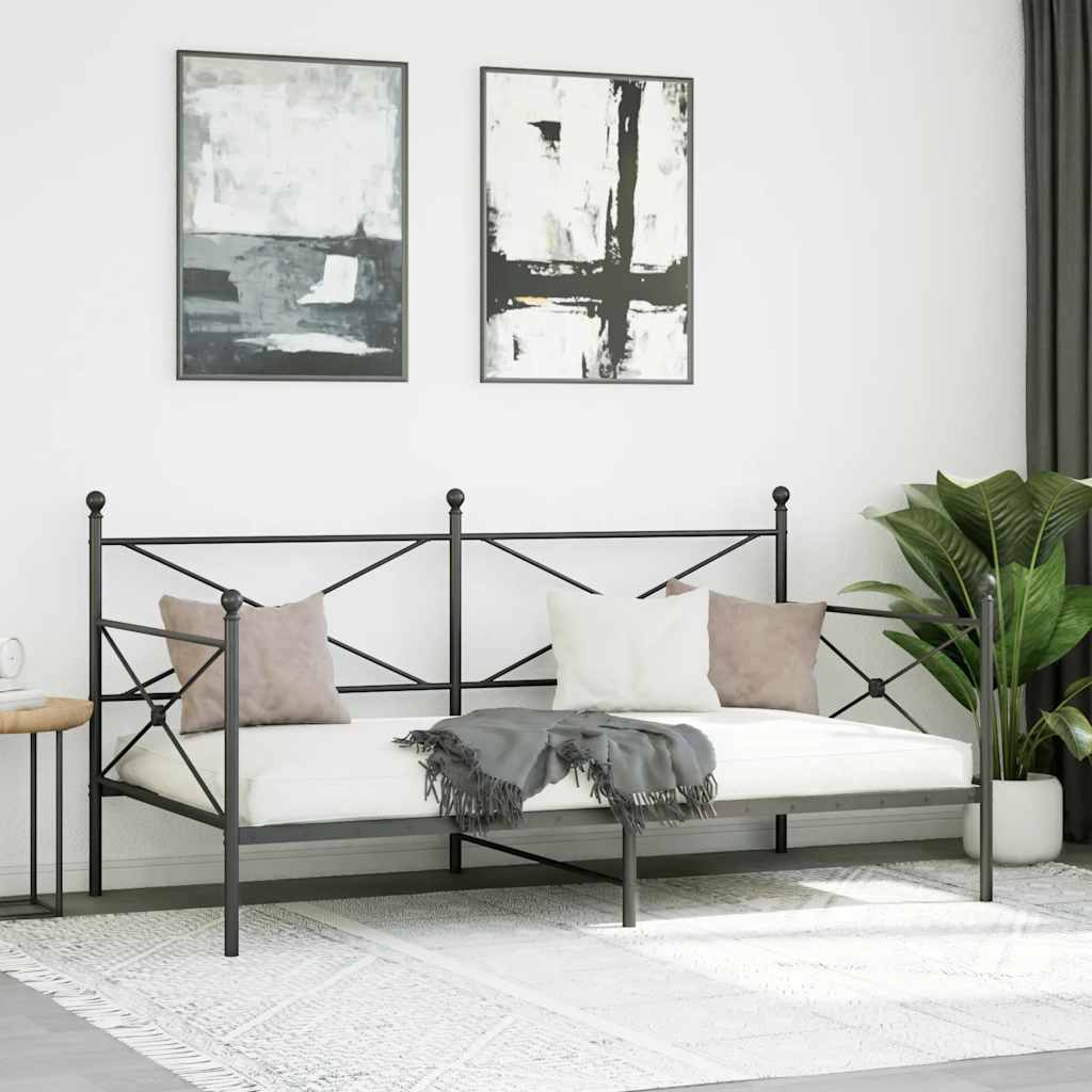 vidaXL Łóżko dzienne bez materaca czarne 107x203 cm stalowe