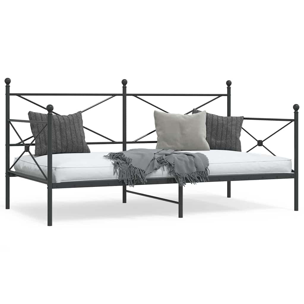 vidaXL Łóżko dzienne bez materaca czarne 107x203 cm stalowe