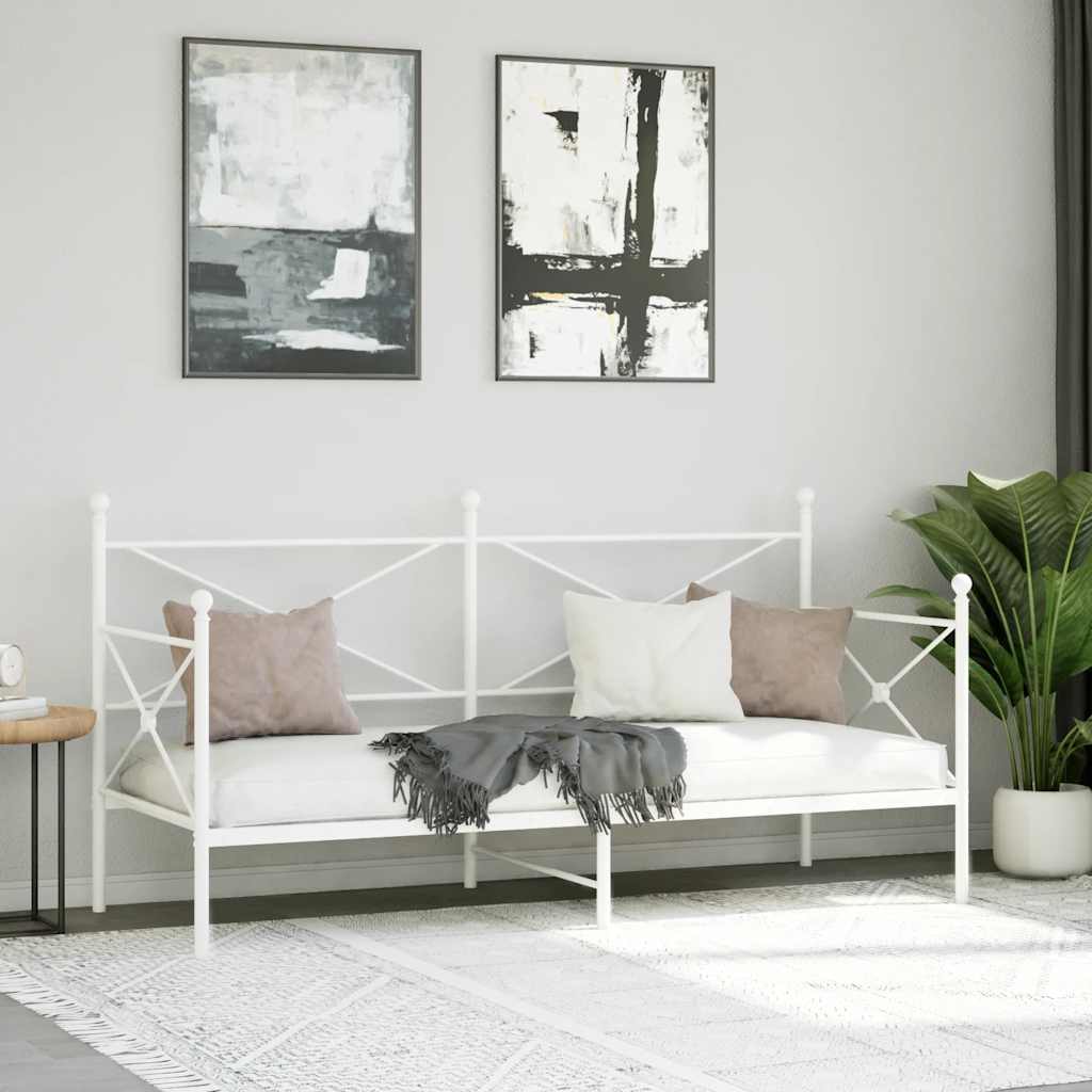 vidaXL Łóżko dzienne bez materaca białe 90x200 cm stalowe