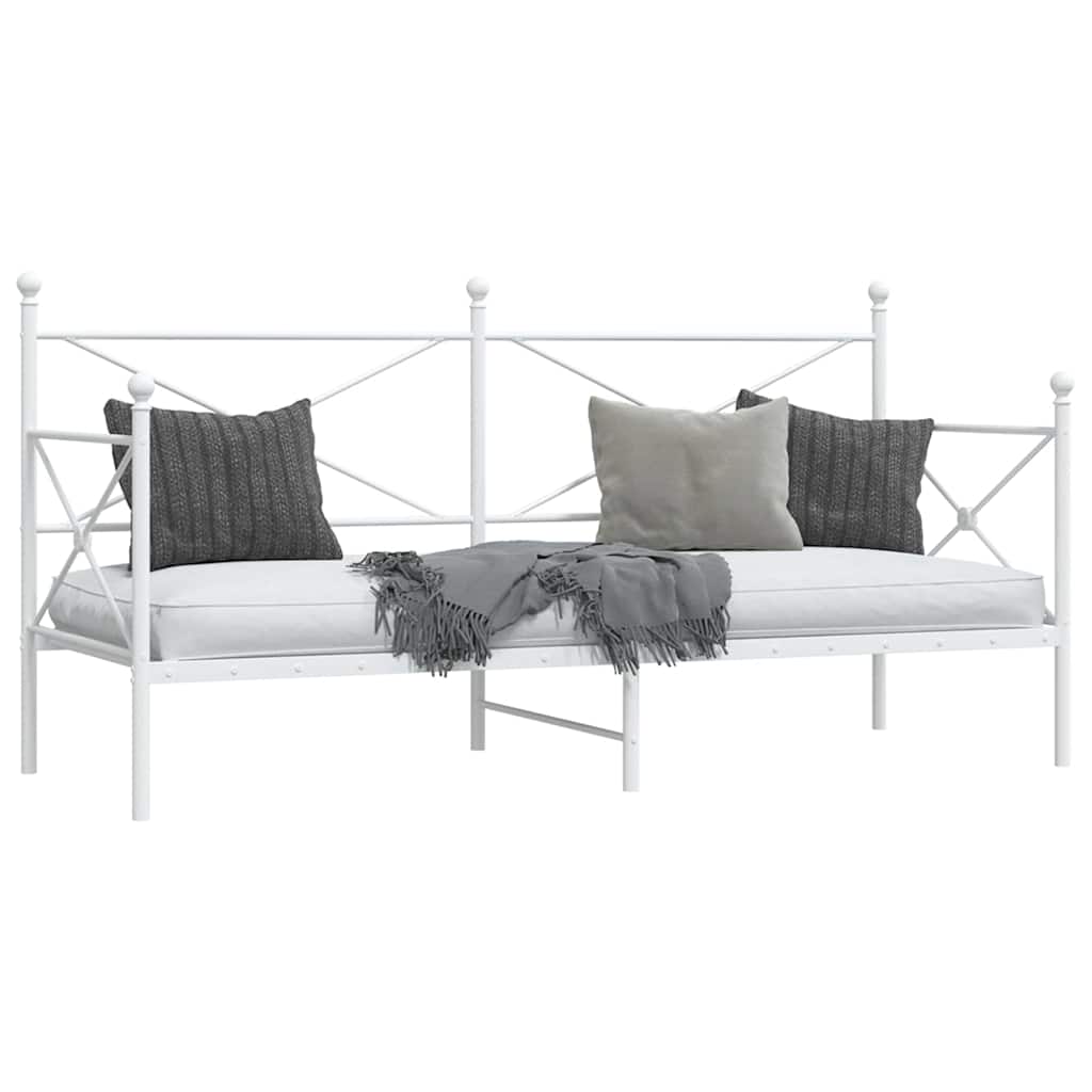 vidaXL Łóżko dzienne bez materaca białe 90x200 cm stalowe
