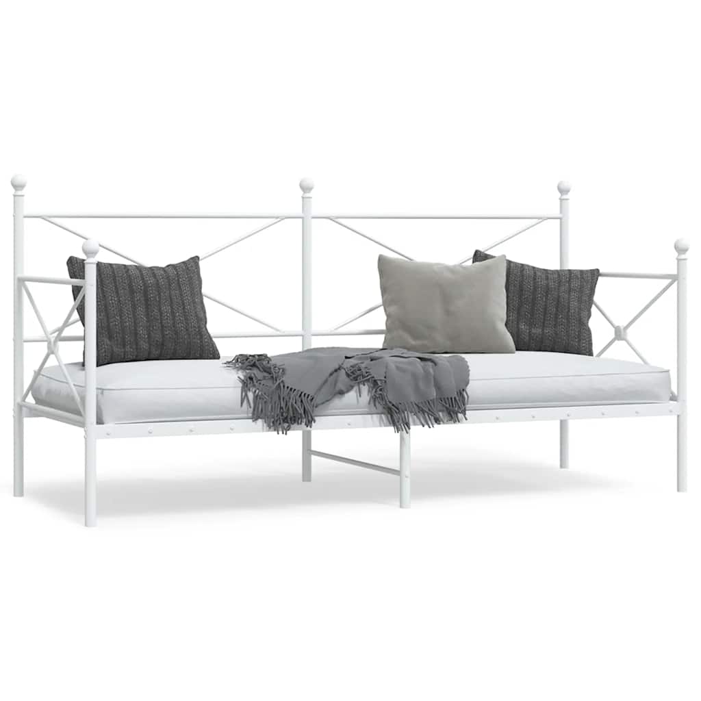 vidaXL Łóżko dzienne bez materaca białe 90x200 cm stalowe