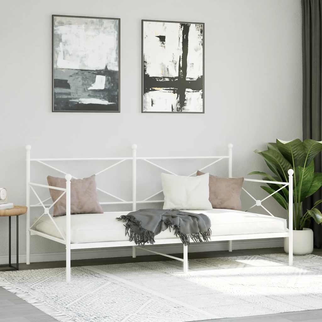 vidaXL Łóżko dzienne bez materaca białe 107x203 cm stalowe