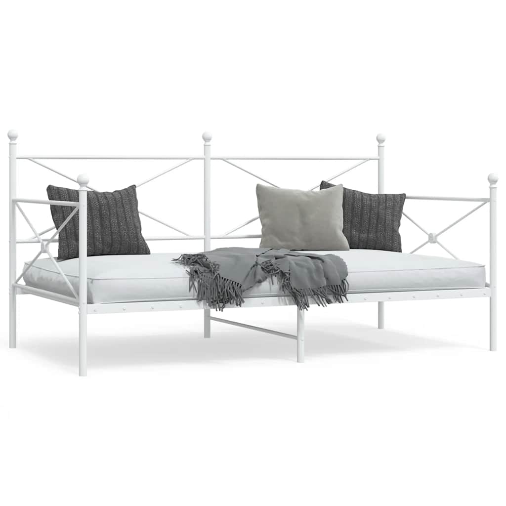 vidaXL Łóżko dzienne bez materaca białe 107x203 cm stalowe