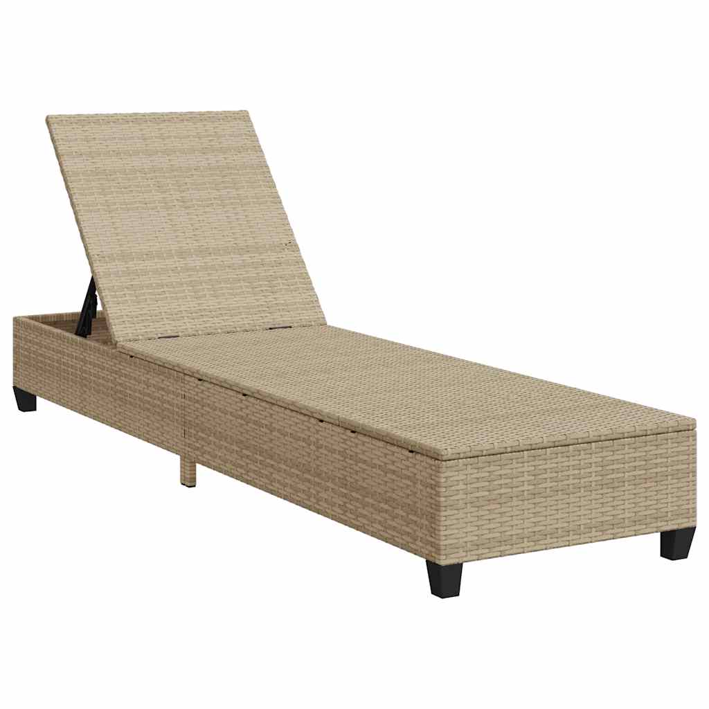 vidaXL Leżak z poduszkami beżowy 55x200x25,5cm polirattan