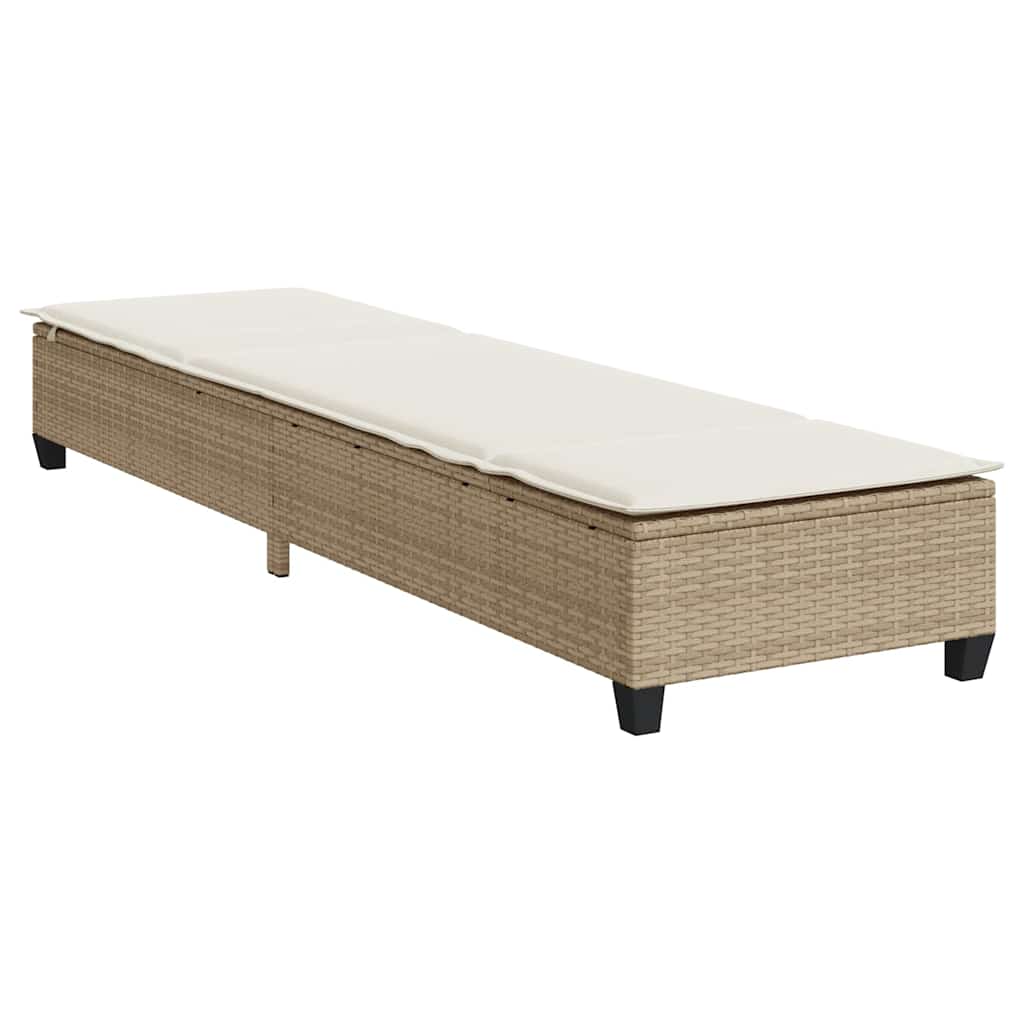 vidaXL Leżak z poduszkami beżowy 55x200x25,5cm polirattan