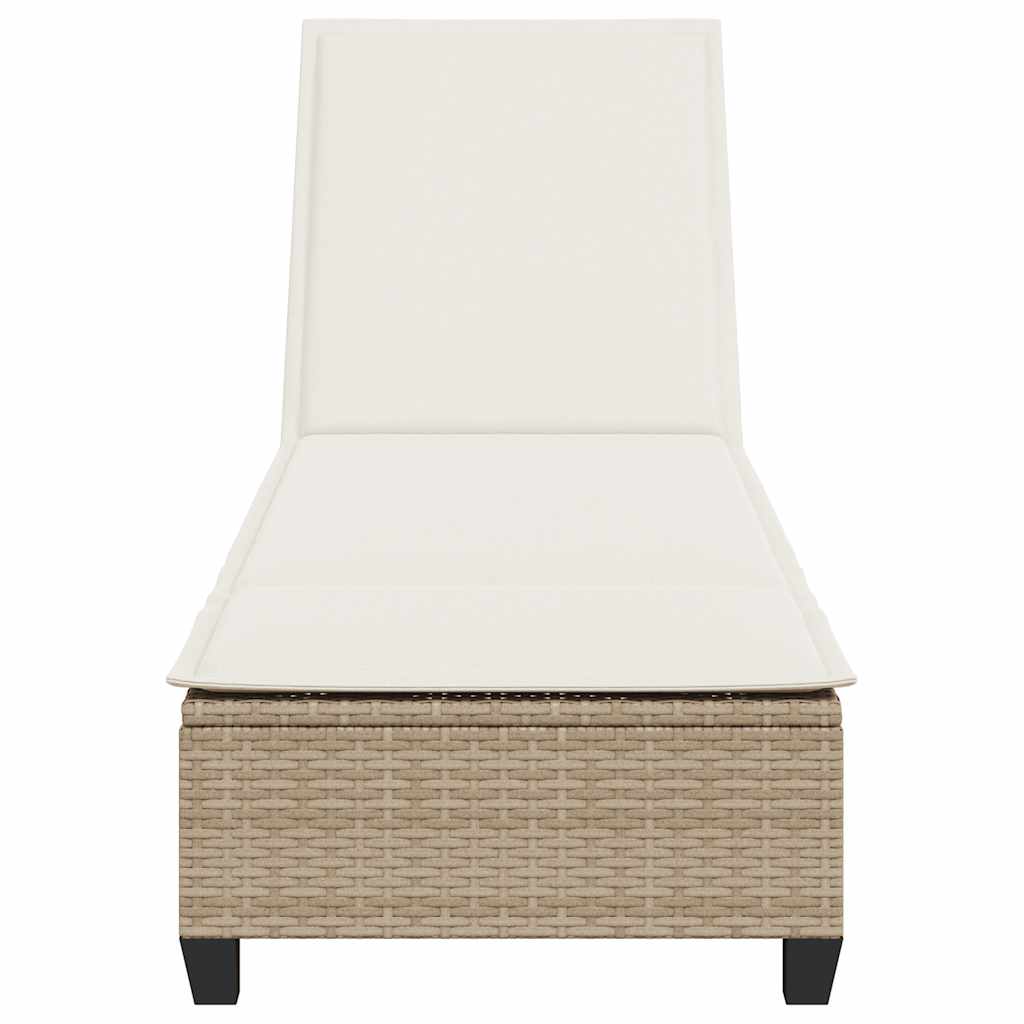 vidaXL Leżak z poduszkami beżowy 55x200x25,5cm polirattan