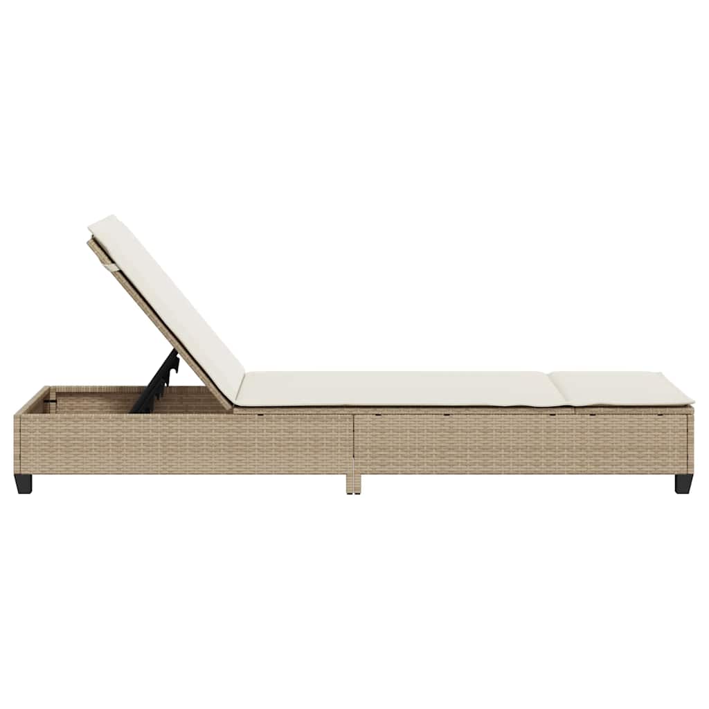 vidaXL Leżak z poduszkami beżowy 55x200x25,5cm polirattan