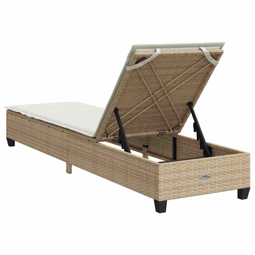 vidaXL Leżak z poduszkami beżowy 55x200x25,5cm polirattan