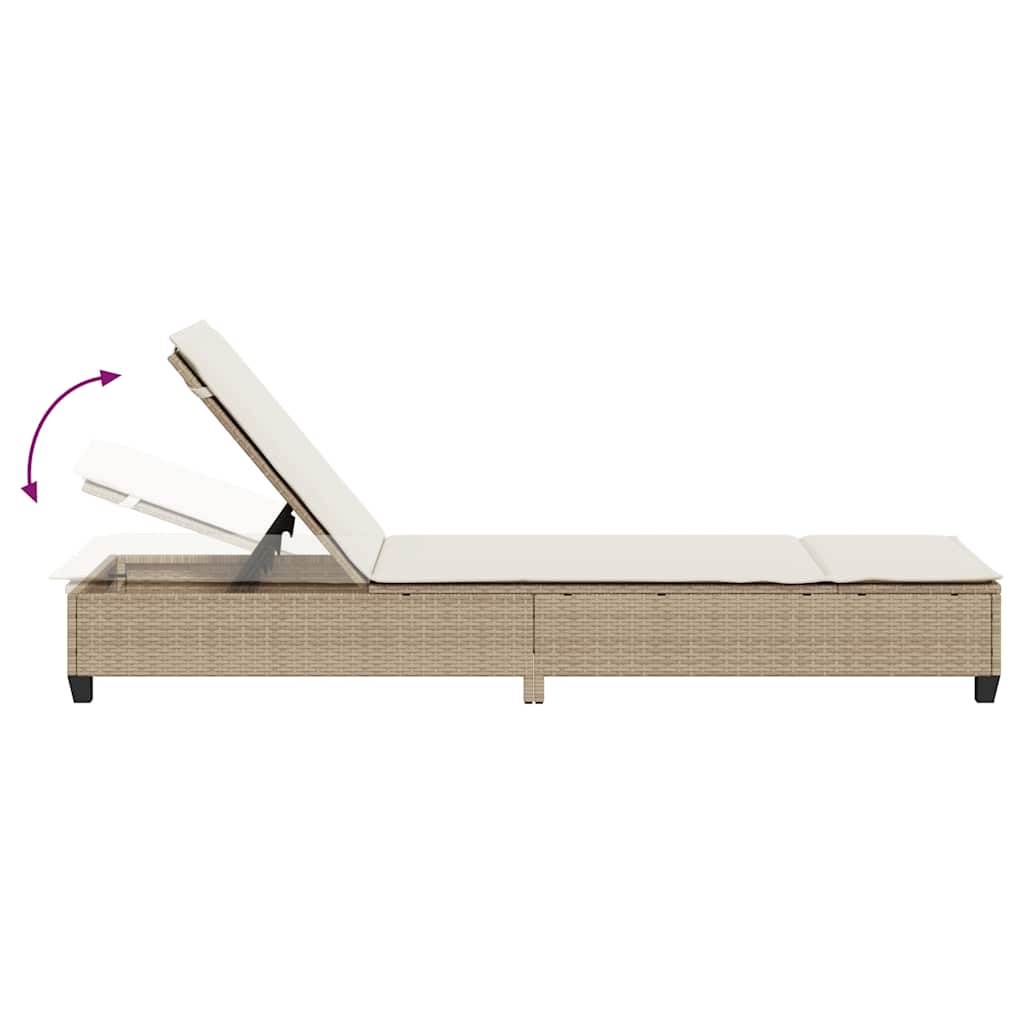 vidaXL Leżak z poduszkami beżowy 55x200x25,5cm polirattan