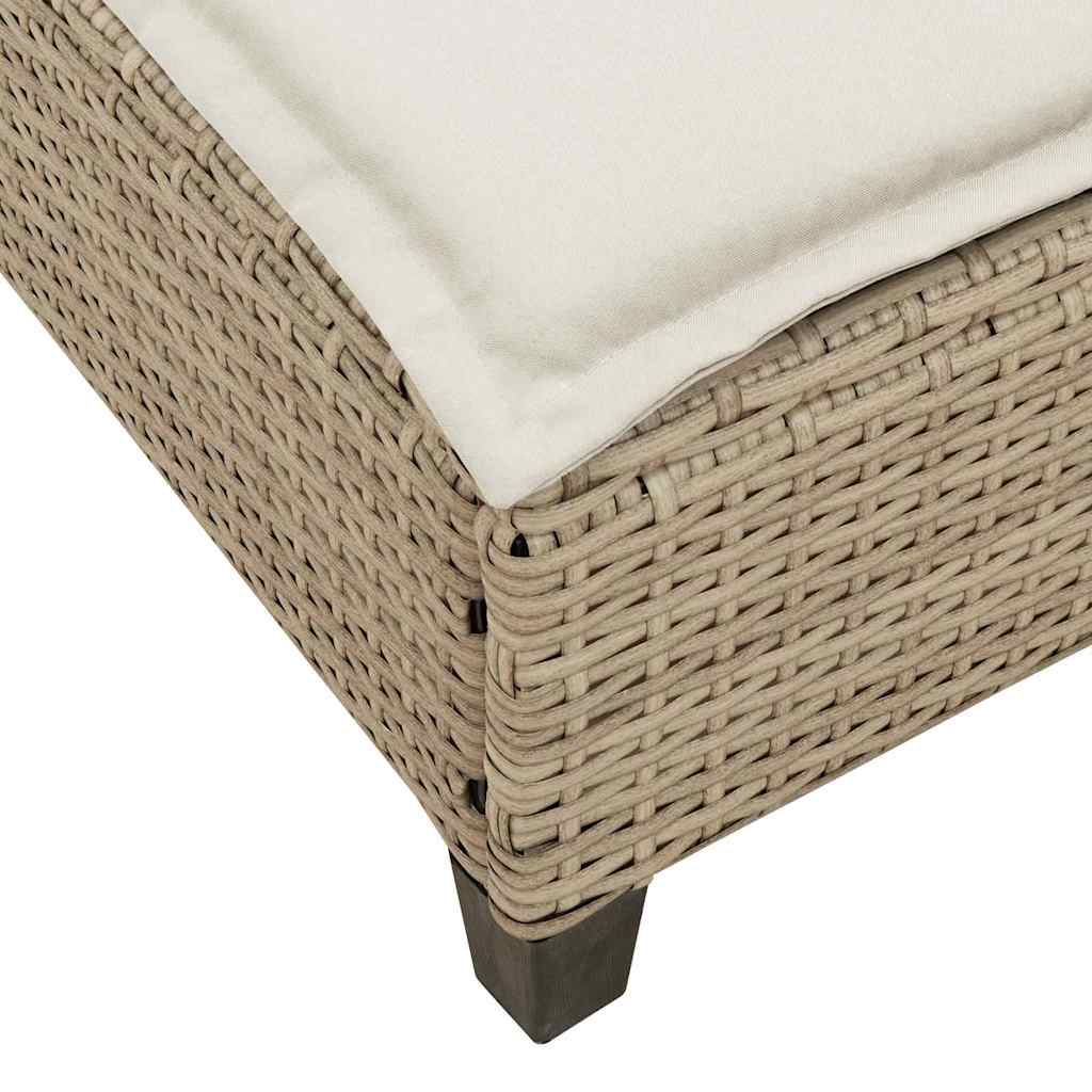 vidaXL Leżak z poduszkami beżowy 55x200x25,5cm polirattan
