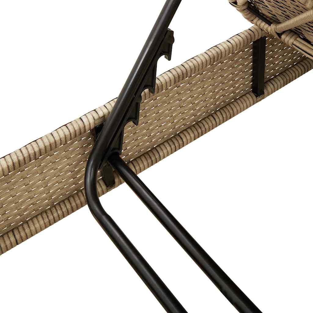 vidaXL Leżak z poduszkami beżowy 55x200x25,5cm polirattan