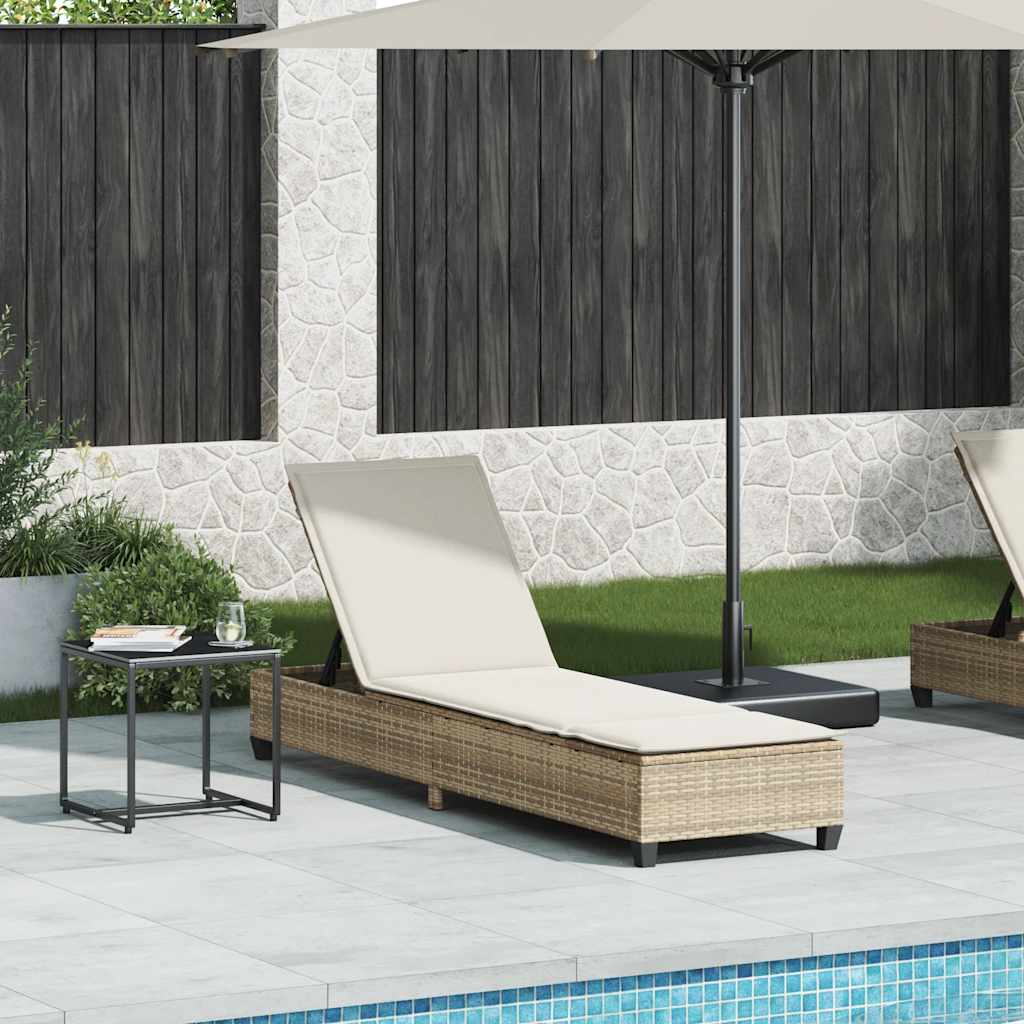vidaXL Leżak z poduszkami beżowy 55x200x25,5cm polirattan