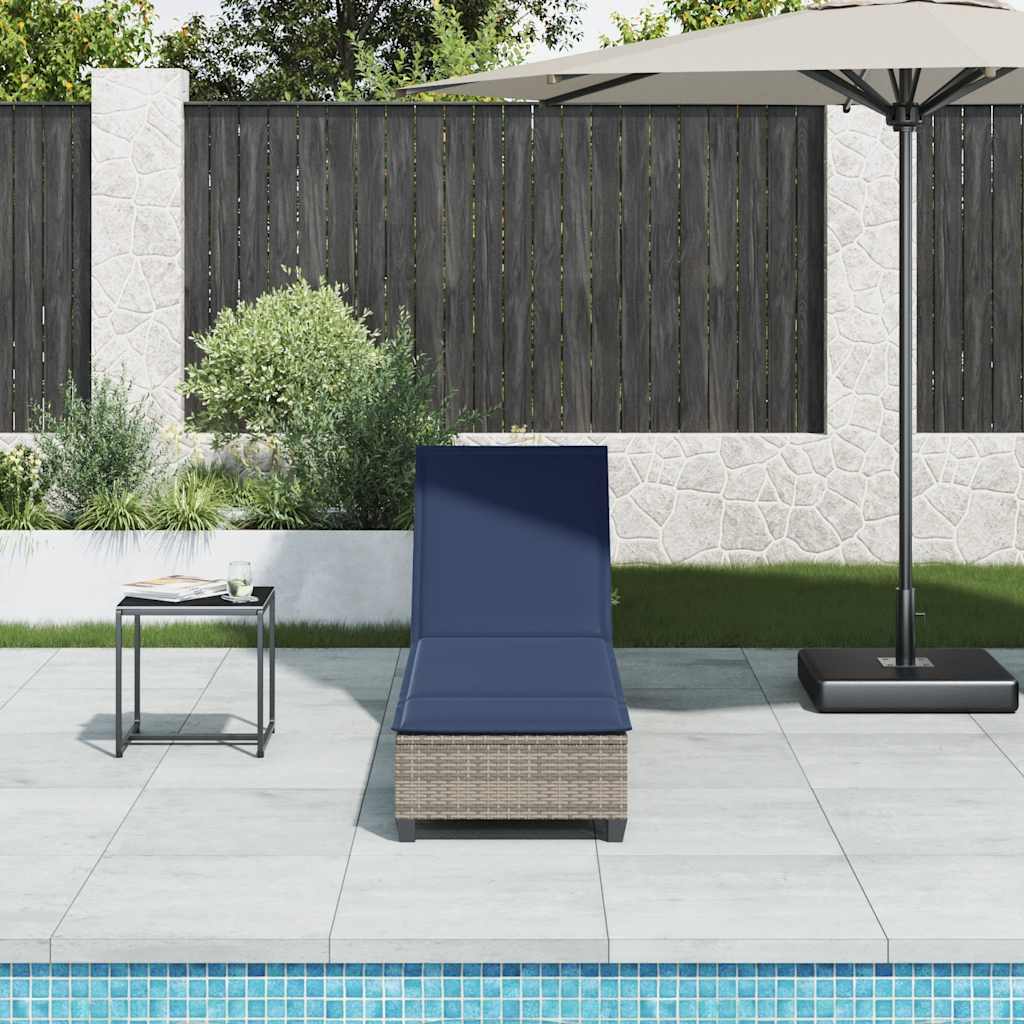 vidaXL Leżak z poduszkami Szary 55x200x25,5cm Polirattan