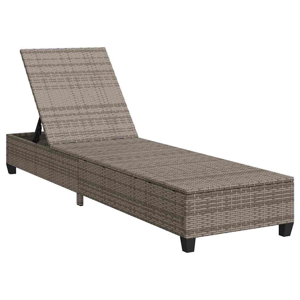 vidaXL Leżak z poduszkami Szary 55x200x25,5cm Polirattan