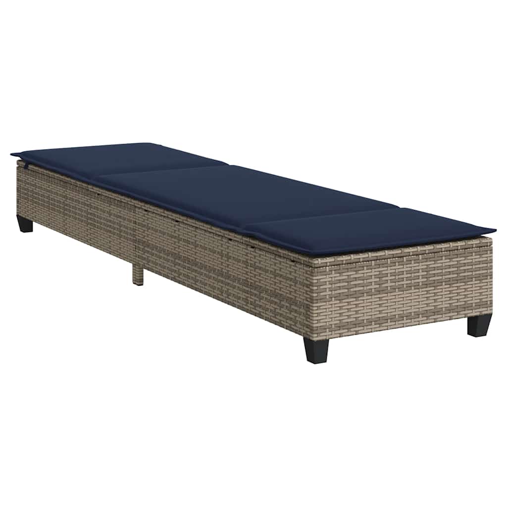 vidaXL Leżak z poduszkami Szary 55x200x25,5cm Polirattan