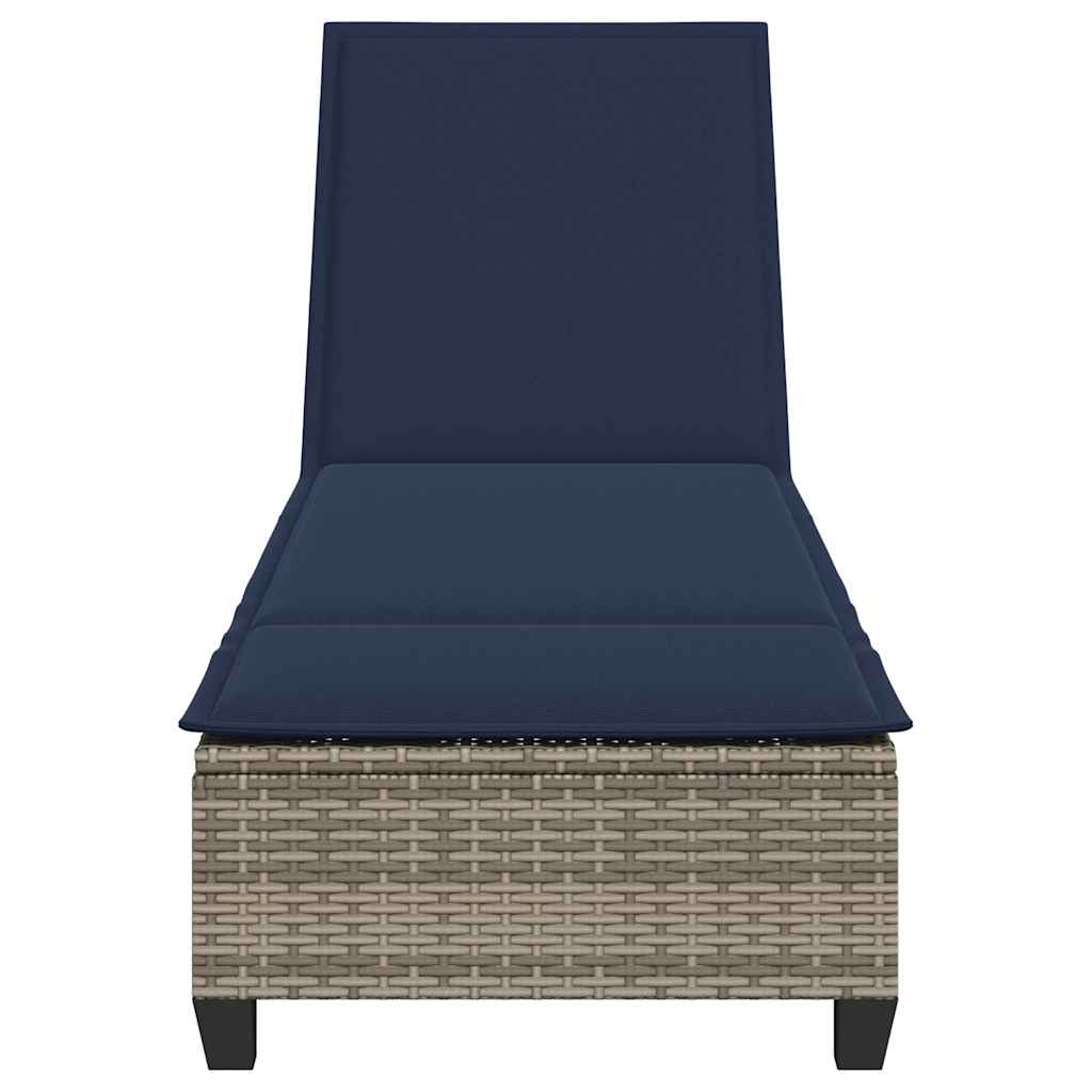 vidaXL Leżak z poduszkami Szary 55x200x25,5cm Polirattan