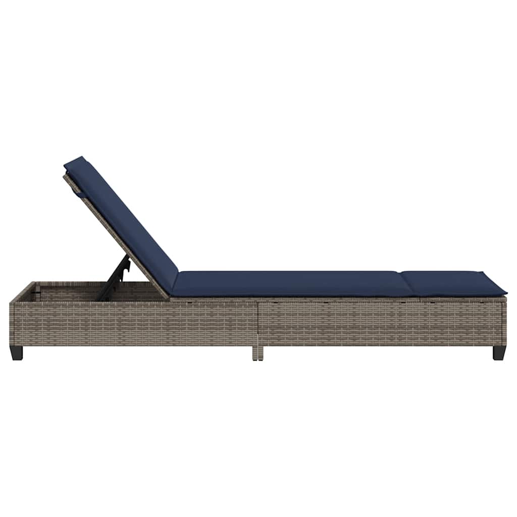 vidaXL Leżak z poduszkami Szary 55x200x25,5cm Polirattan