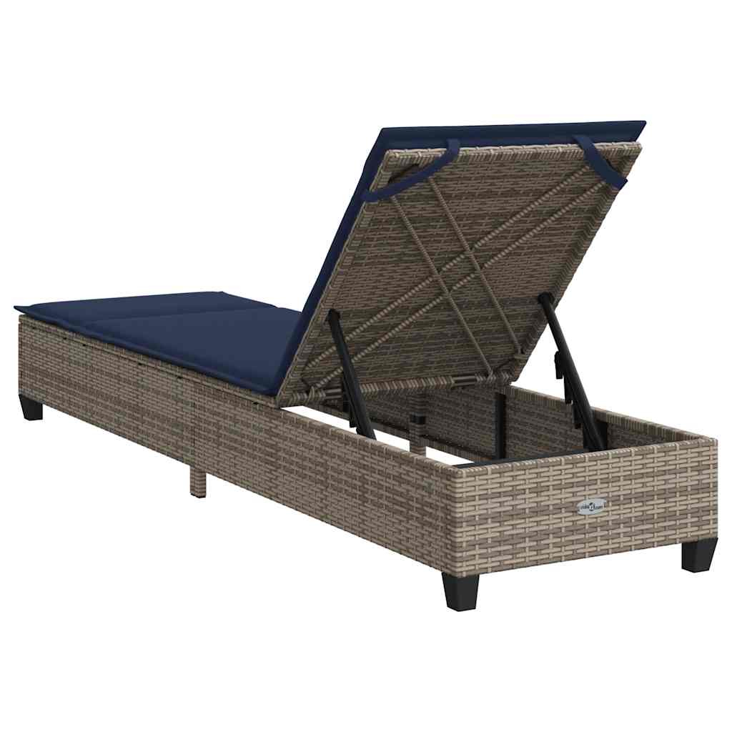 vidaXL Leżak z poduszkami Szary 55x200x25,5cm Polirattan