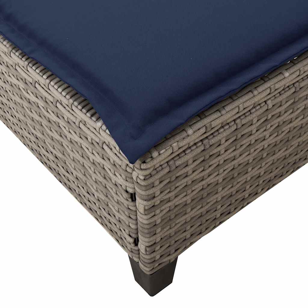 vidaXL Leżak z poduszkami Szary 55x200x25,5cm Polirattan