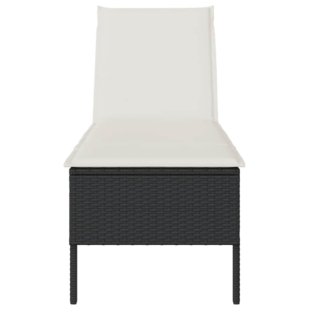 vidaXL Leżak z poduszką Czarny 55x200x44cm polirattan