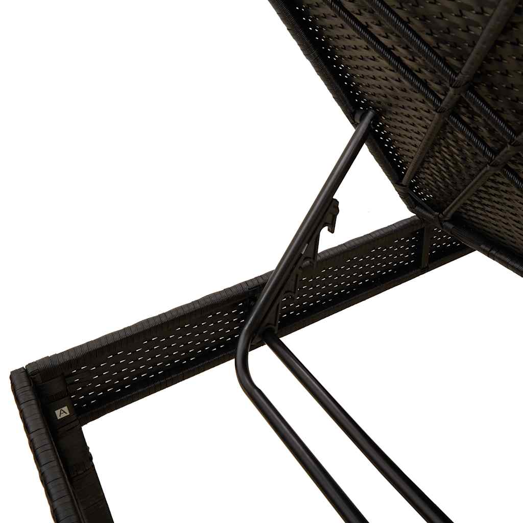 vidaXL Leżak z poduszką Czarny 55x200x44cm polirattan