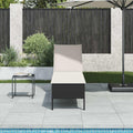 vidaXL Leżak z poduszką Czarny 55x200x44cm polirattan