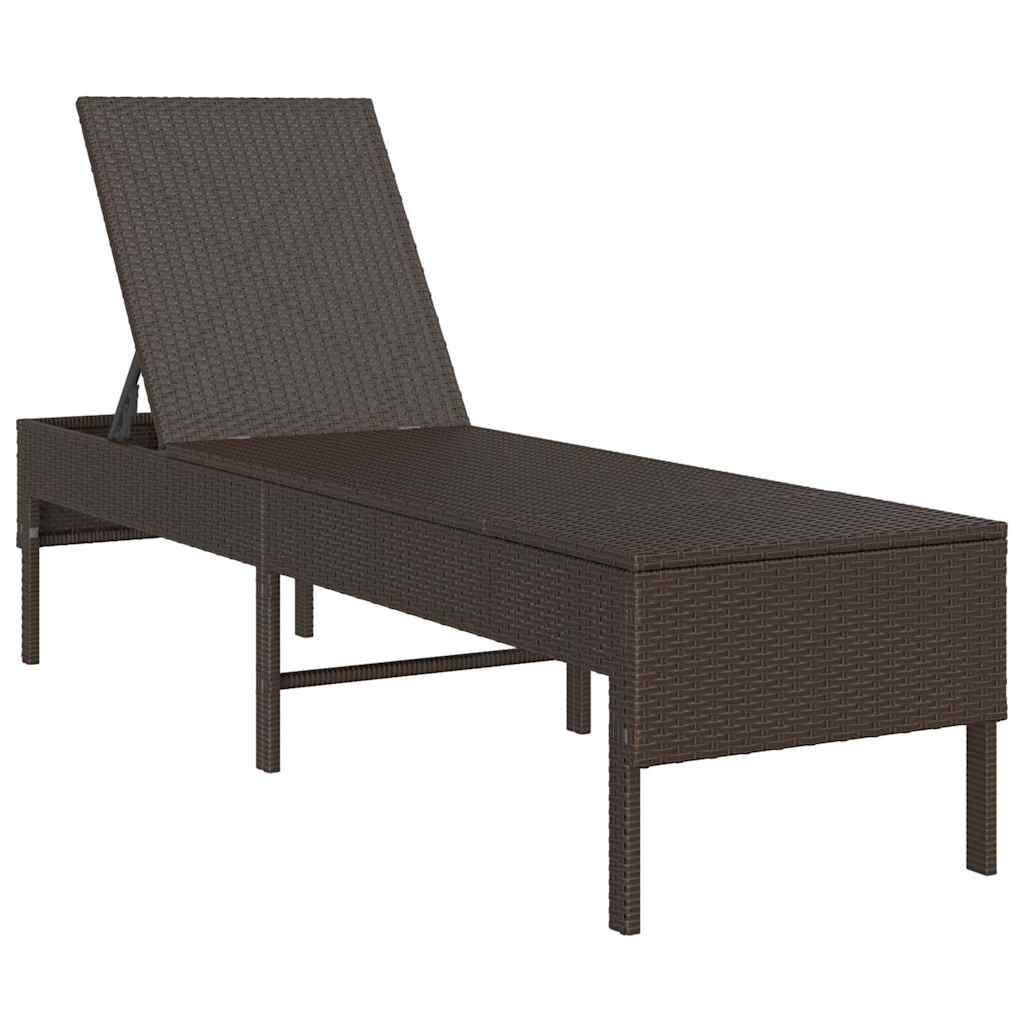 vidaXL Leżak z poduszką Brązowy 55x200x44cm Polirattan