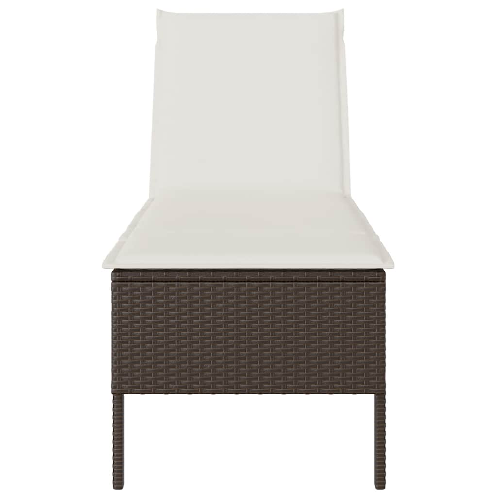 vidaXL Leżak z poduszką Brązowy 55x200x44cm Polirattan
