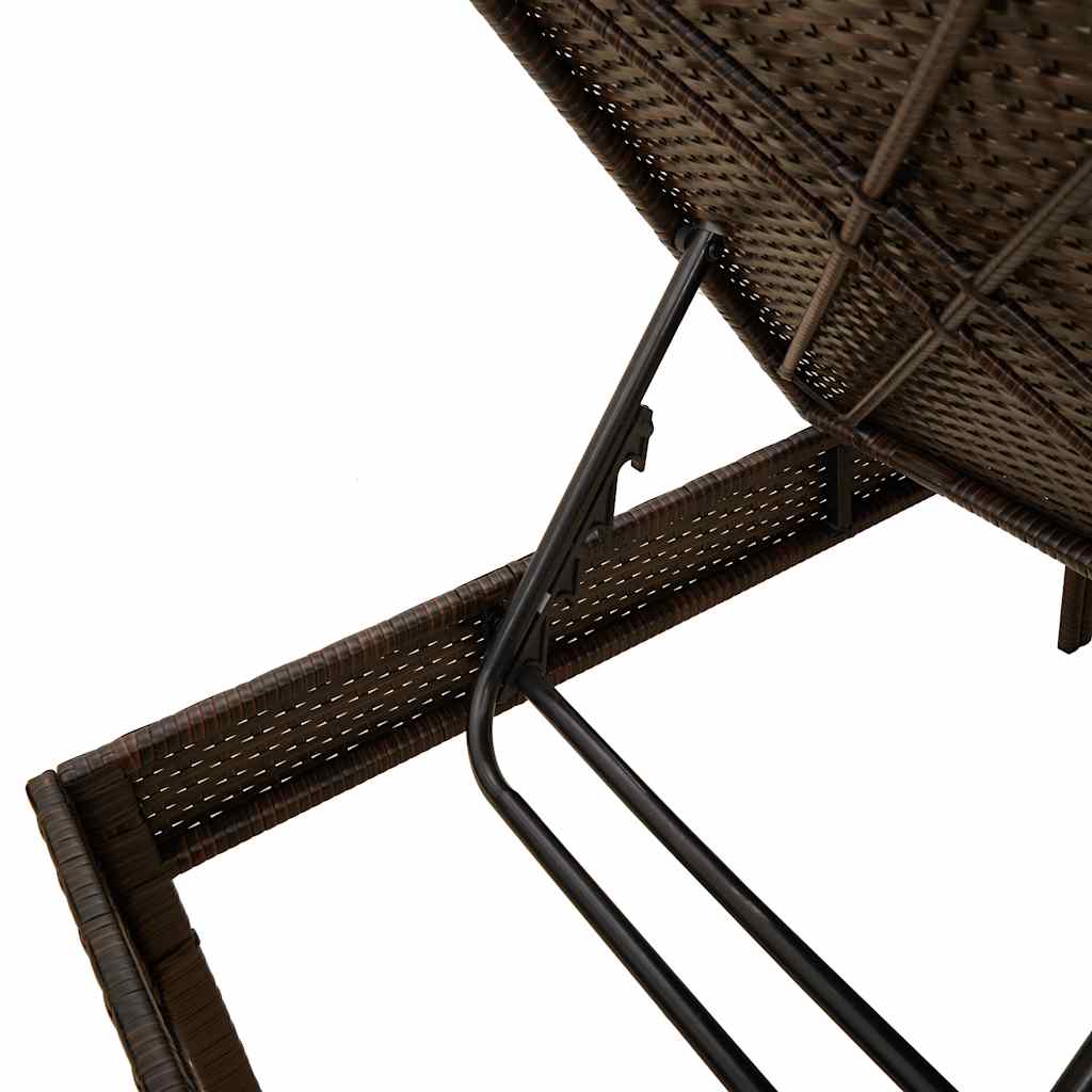 vidaXL Leżak z poduszką Brązowy 55x200x44cm Polirattan