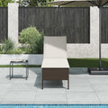 vidaXL Leżak z poduszką Brązowy 55x200x44cm Polirattan
