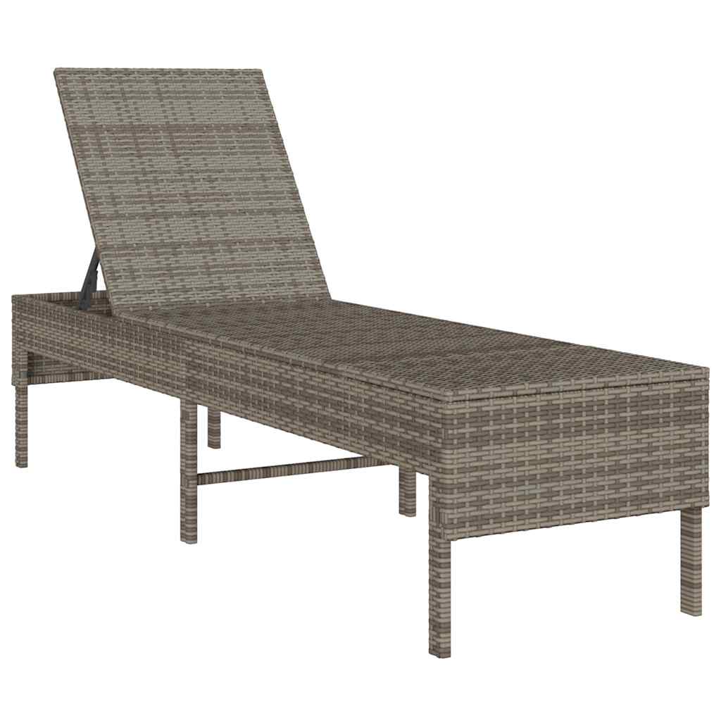 vidaXL Leżak z poduszką Szary 55x200x44cm Polirattan