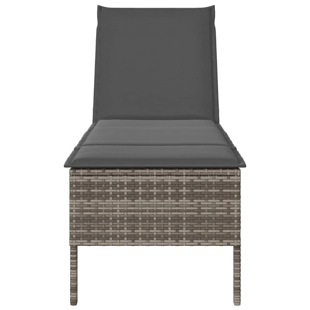 vidaXL Leżak z poduszką Szary 55x200x44cm Polirattan