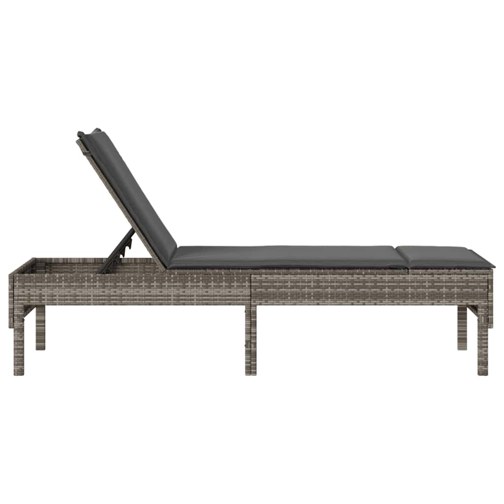 vidaXL Leżak z poduszką Szary 55x200x44cm Polirattan