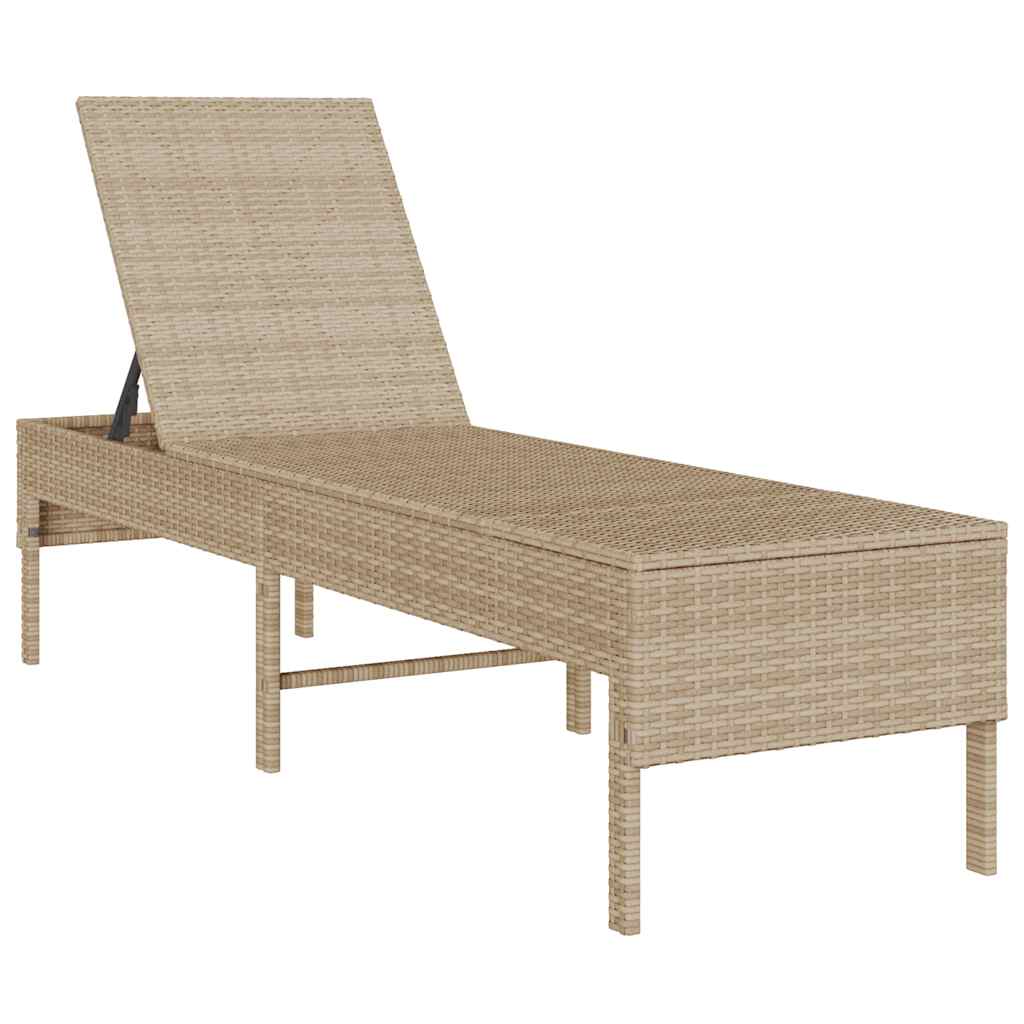 vidaXL Leżak z poduszką beżowy 55x200x44cm polirattan