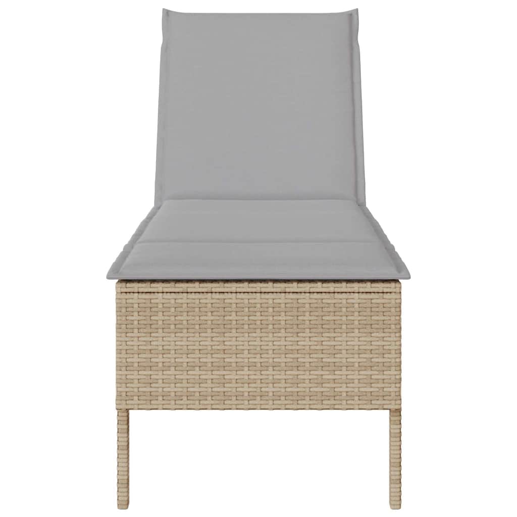 vidaXL Leżak z poduszką beżowy 55x200x44cm polirattan