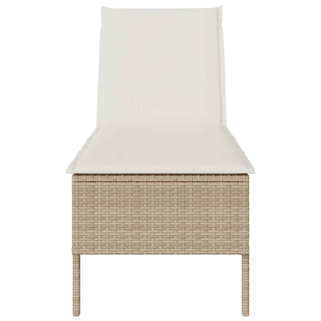 vidaXL Leżak z poduszką beżowy 55x200x44cm polirattan