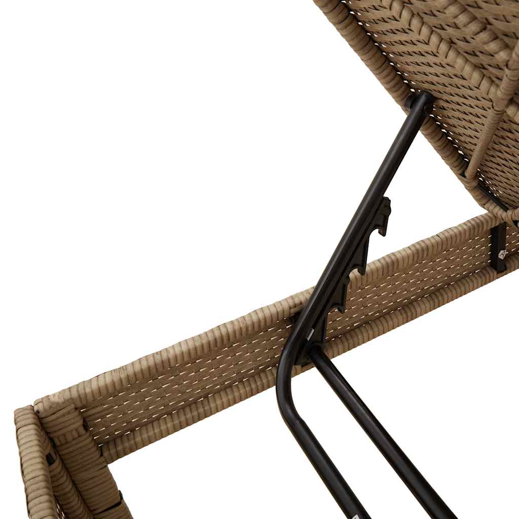 vidaXL Leżak z poduszką beżowy 55x200x44cm polirattan