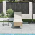 vidaXL Leżak z poduszką beżowy 55x200x44cm polirattan