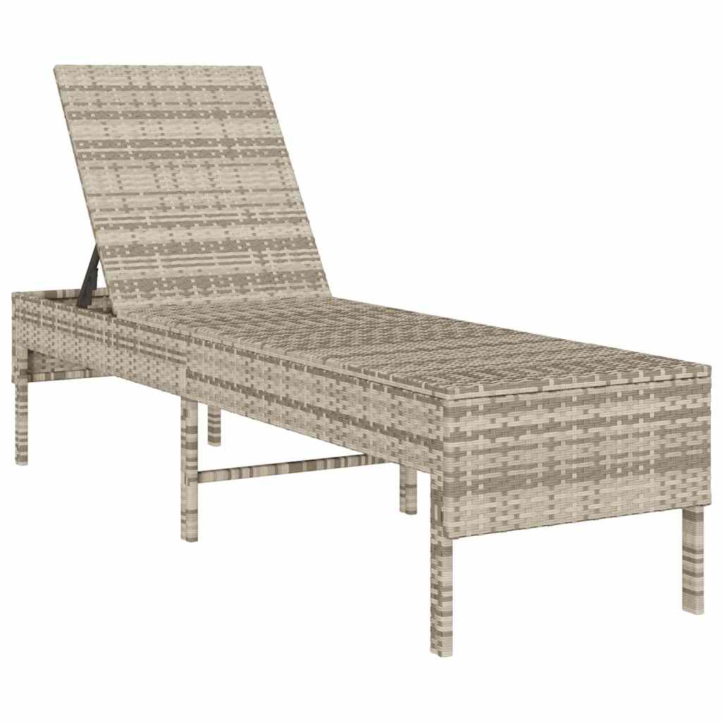 vidaXL Leżak z poduszką Jasnoszary 55x200x44cm Polirattan