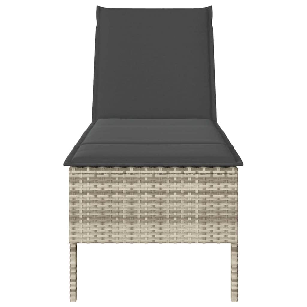 vidaXL Leżak z poduszką Jasnoszary 55x200x44cm Polirattan