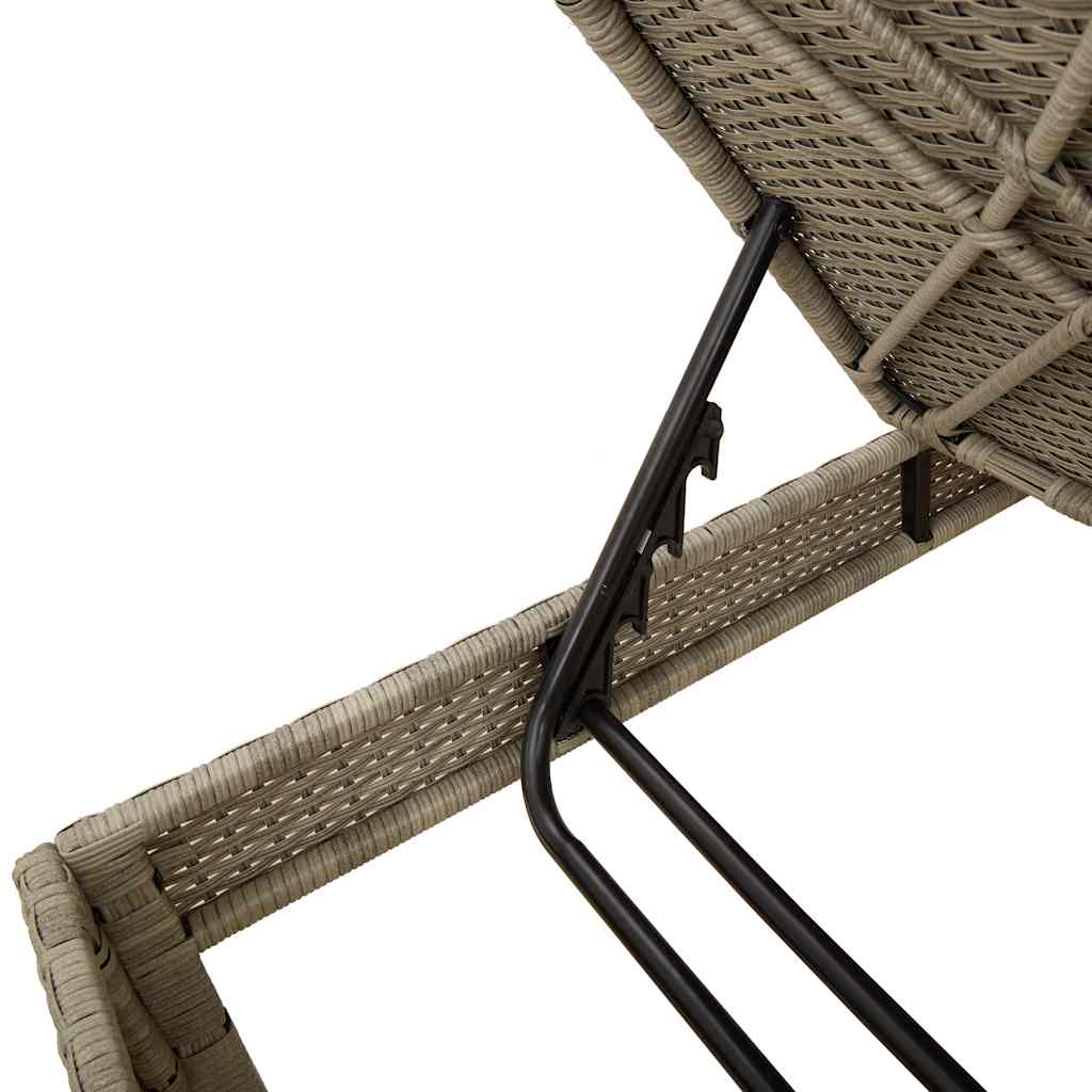 vidaXL Leżak z poduszką Jasnoszary 55x200x44cm Polirattan
