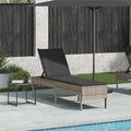 vidaXL Leżak z poduszką Jasnoszary 55x200x44cm Polirattan