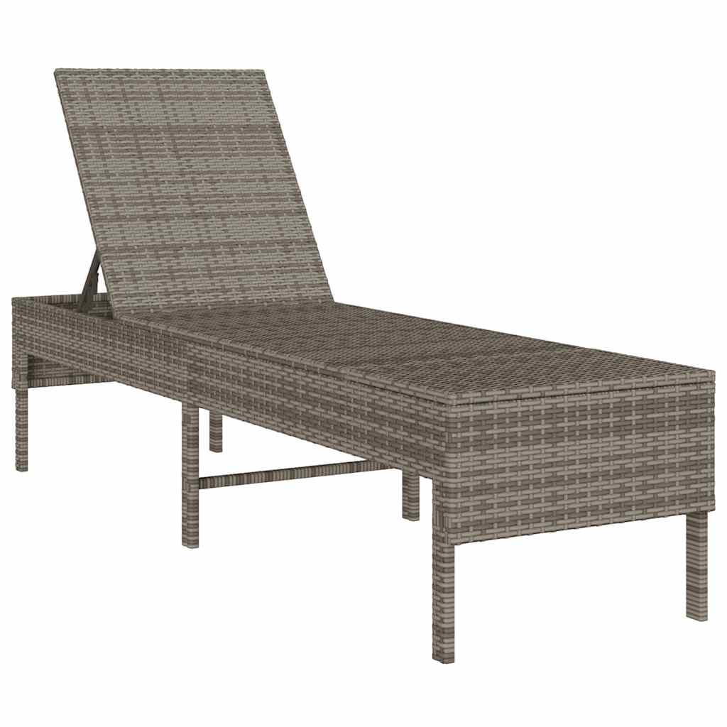 vidaXL Leżak z poduszką Szary 55x200x44cm Polirattan