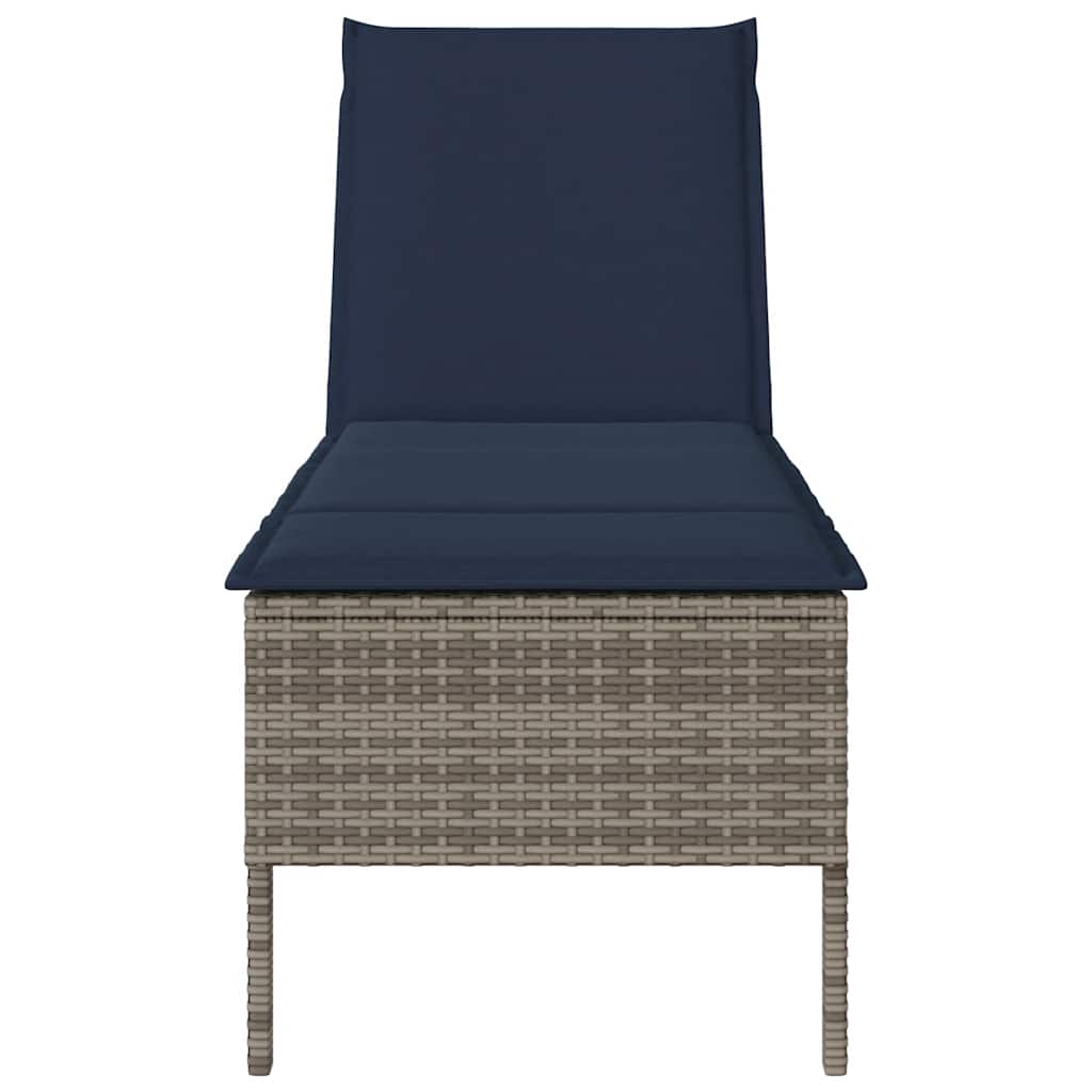 vidaXL Leżak z poduszką Szary 55x200x44cm Polirattan