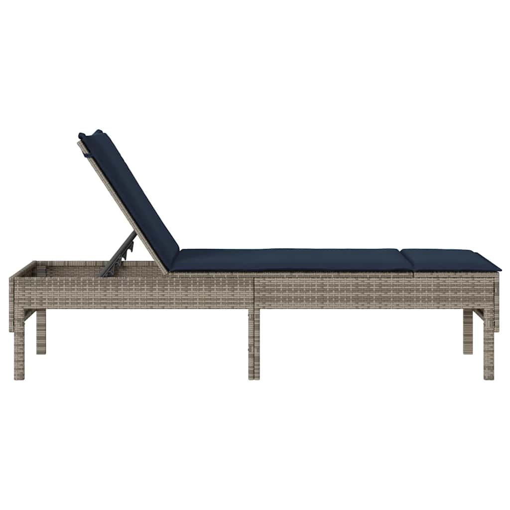 vidaXL Leżak z poduszką Szary 55x200x44cm Polirattan