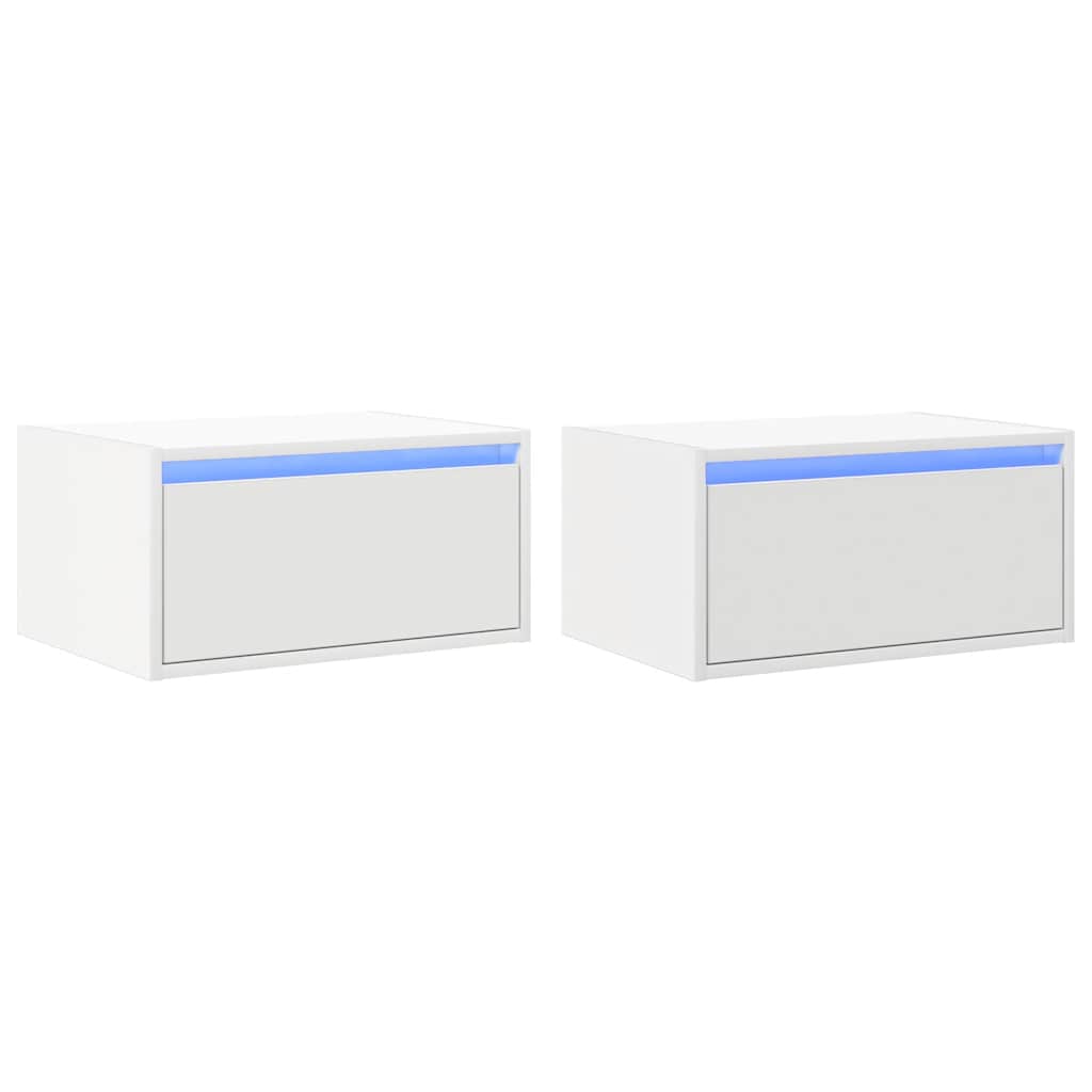 vidaXL Wiszące szafki nocne z LED, 2 szt., białe