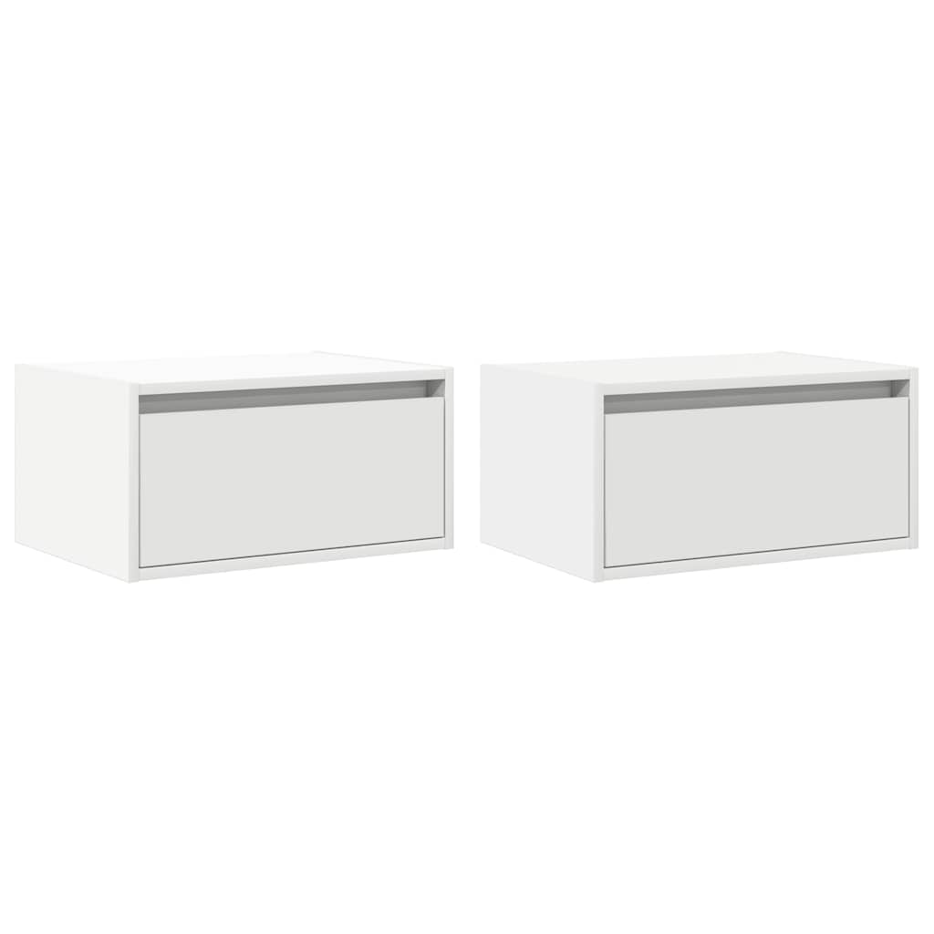 vidaXL Wiszące szafki nocne z LED, 2 szt., białe
