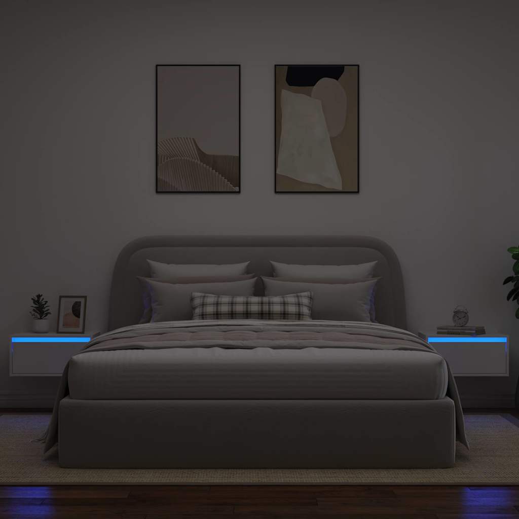 vidaXL Wiszące szafki nocne z LED, 2 szt., białe