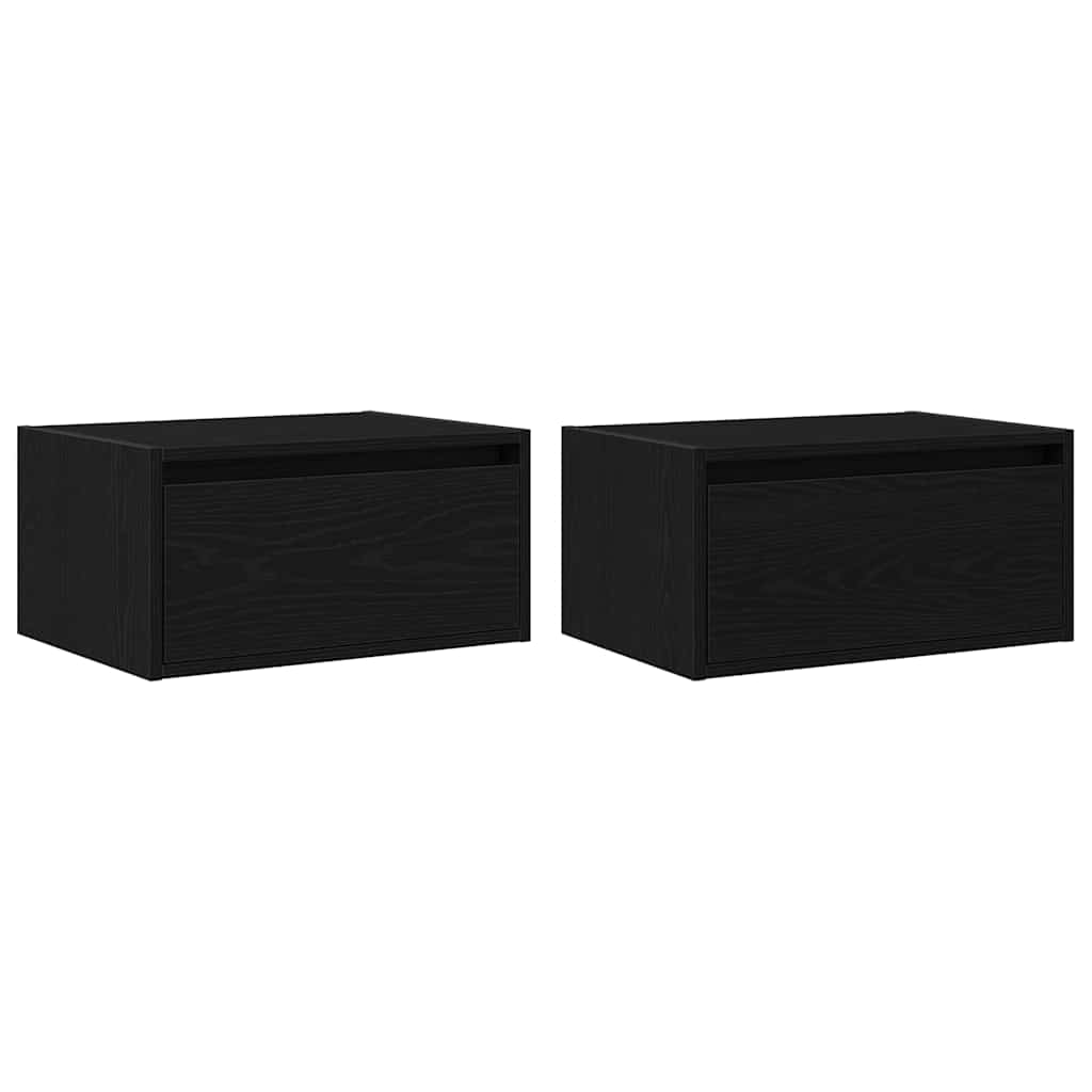 vidaXL Wiszące szafki nocne z LED, 2 szt., czarna dąb