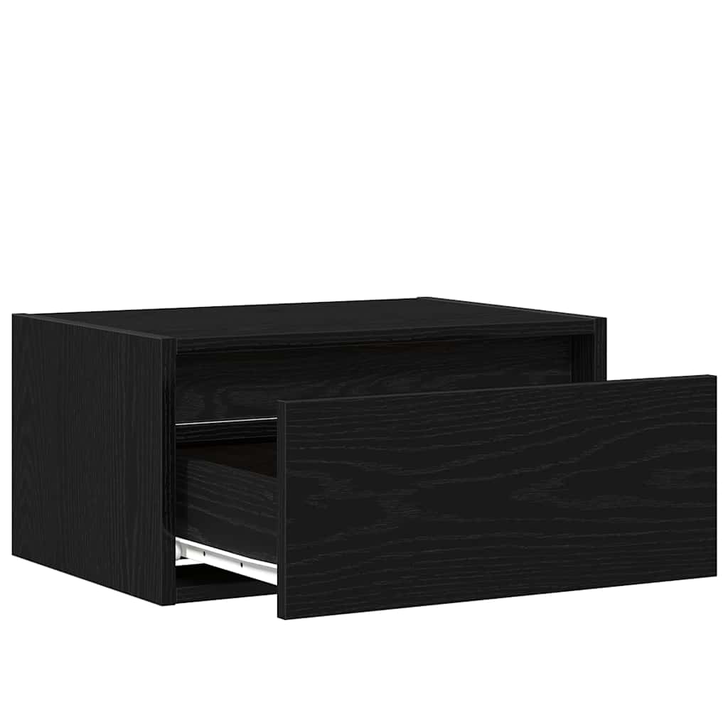 vidaXL Wiszące szafki nocne z LED, 2 szt., czarna dąb
